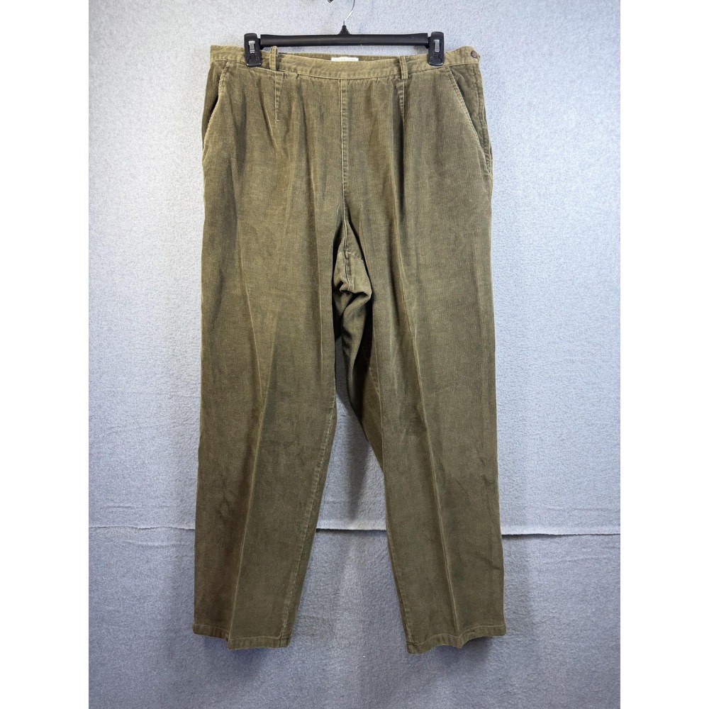 Elisabeth By Liz Claiborne Pants Womens 20 Green Corduroy Pleated Classic Dress